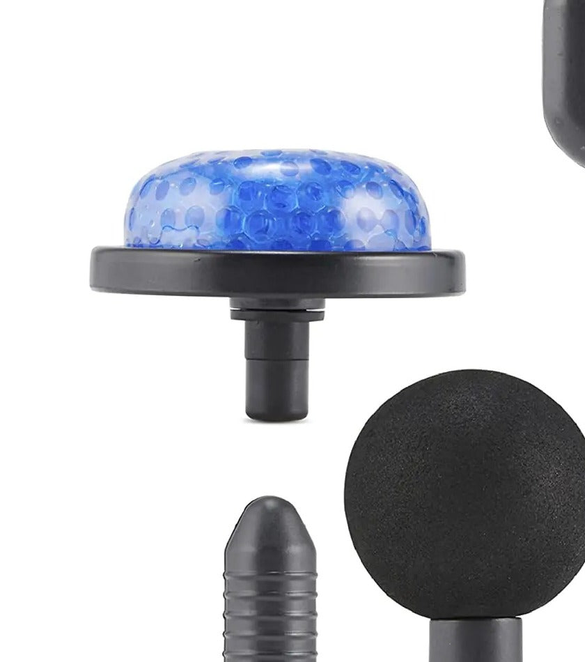 Cold-therapy gel head plus ball, bullet and fork attachments for the heat and cold massage gun